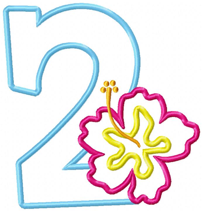 Hibiscus Flower Birthday Set Numbers 0-11 - Applique