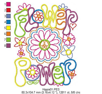 Flower Power - Fill Stitch - Machine Embroidery Design