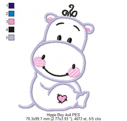 Hippo Boy - Applique