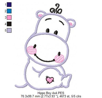 Hippo Boy - Applique