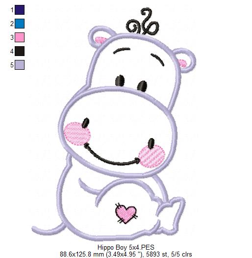 Hippo Boy - Applique