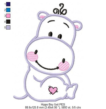 Hippo Boy - Applique