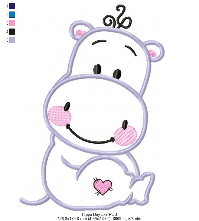 Hippo Boy - Applique