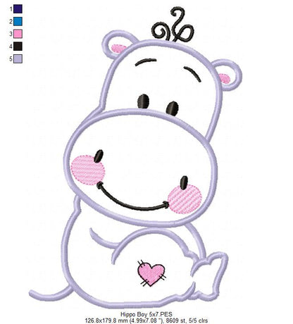 Hippo Boy - Applique