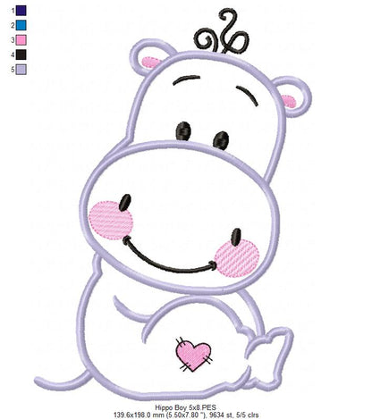 Hippo Boy - Applique