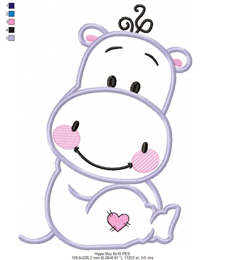 Hippo Boy - Applique