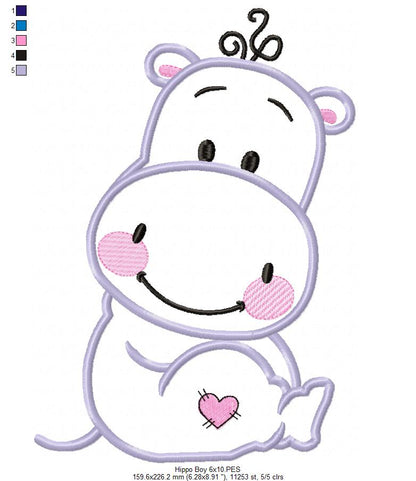 Hippo Boy - Applique
