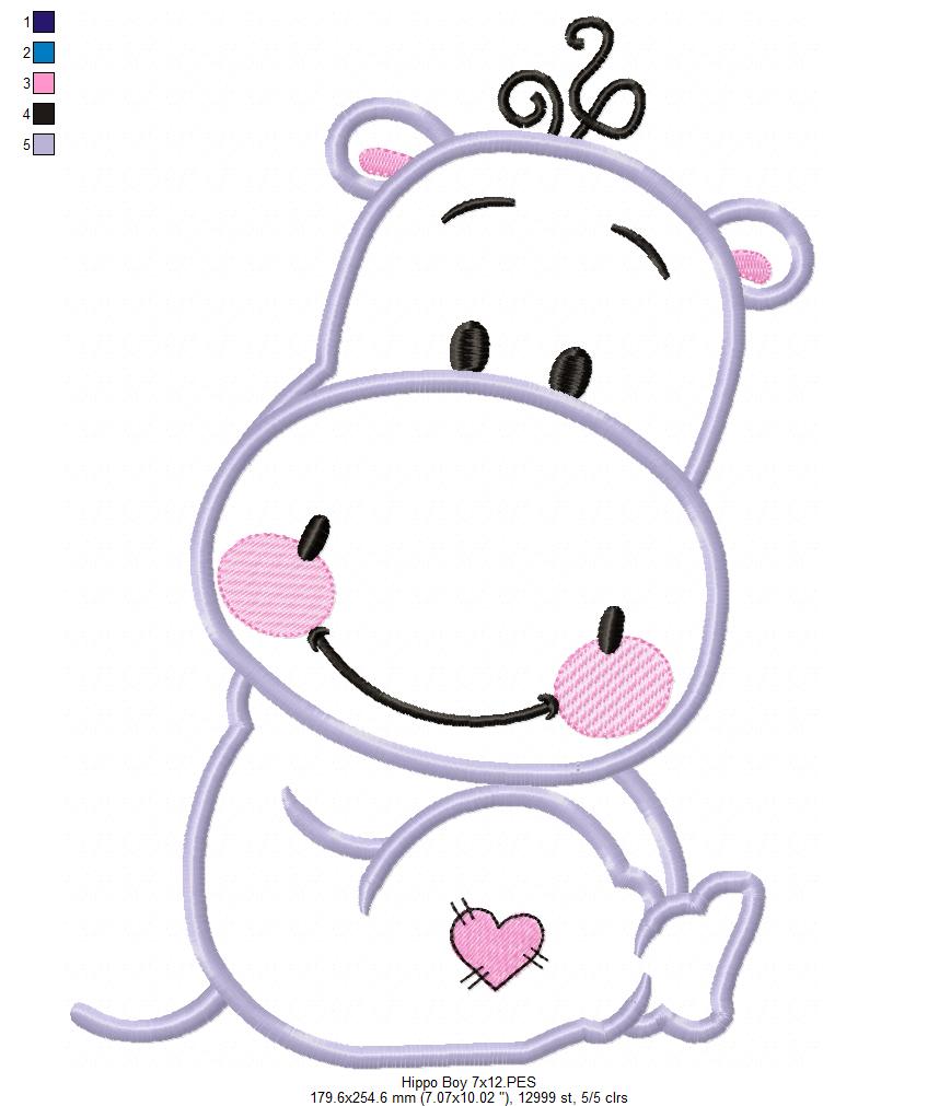 Hippo Boy - Applique
