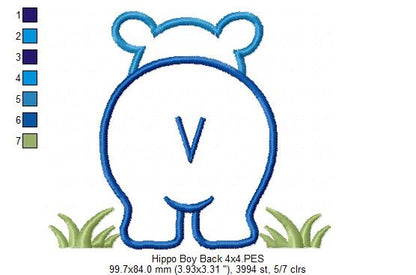 Hippo Boy Front and Back - Applique