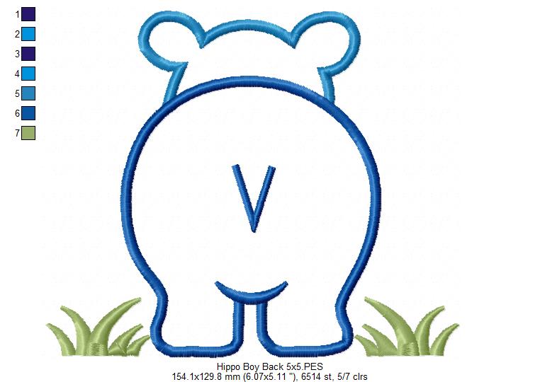 Hippo Boy Front and Back - Applique