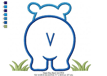 Hippo Boy Front and Back - Applique