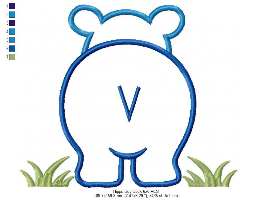 Hippo Boy Front and Back - Applique