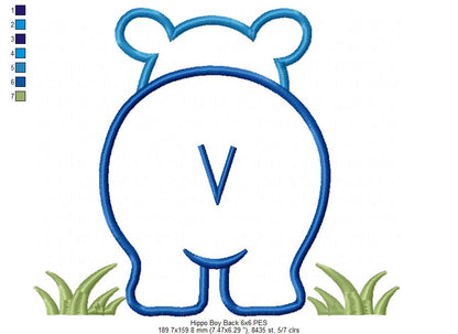 Hippo Boy Front and Back - Applique