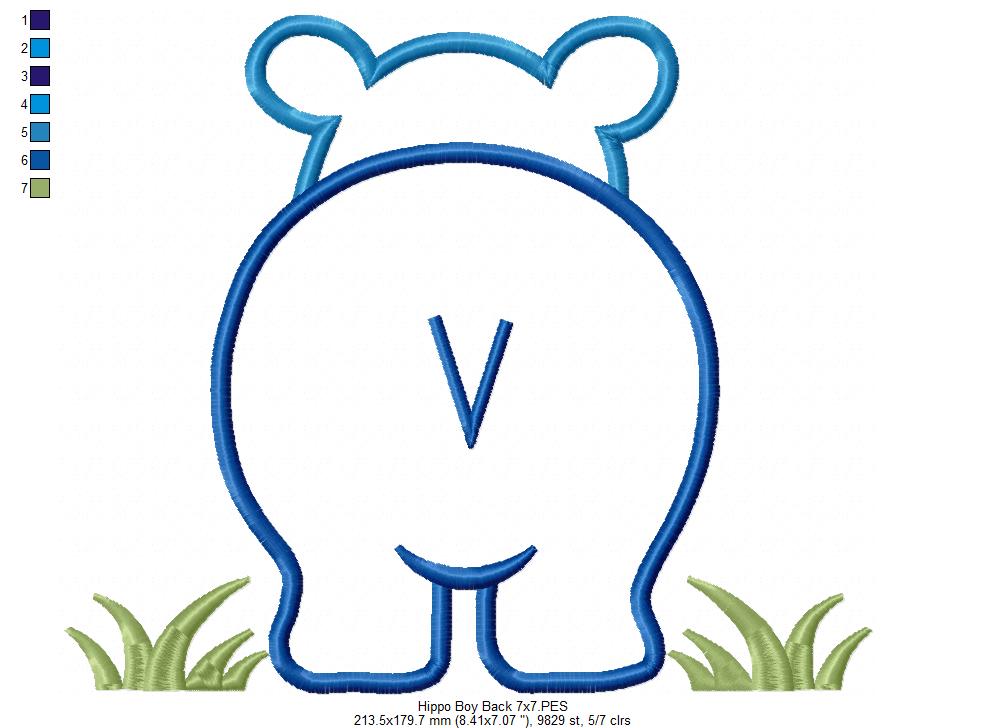 Hippo Boy Front and Back - Applique