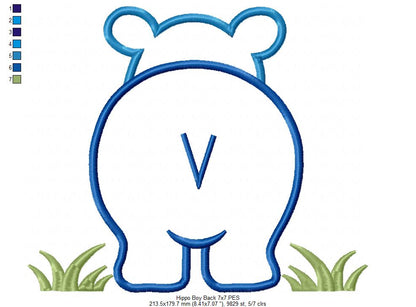 Hippo Boy Front and Back - Applique