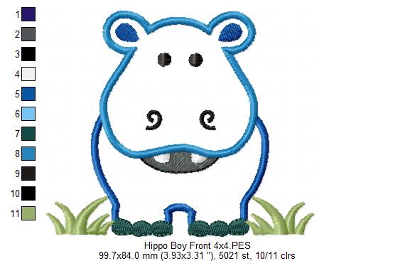 Hippo Boy Front and Back - Applique