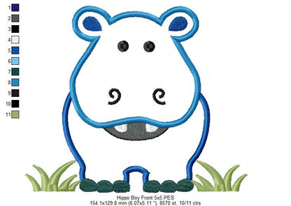 Hippo Boy Front and Back - Applique