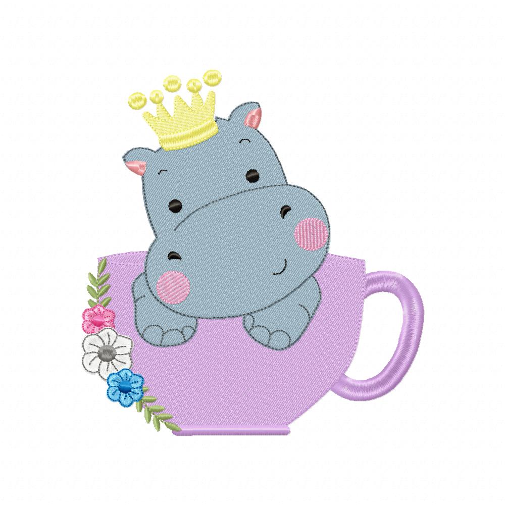 Prince Hippo in the Cup - Fill Stitch