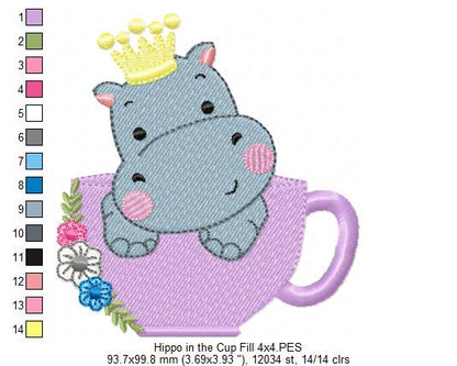 Prince Hippo in the Cup - Fill Stitch