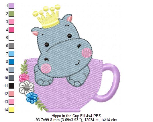 Prince Hippo in the Cup - Fill Stitch