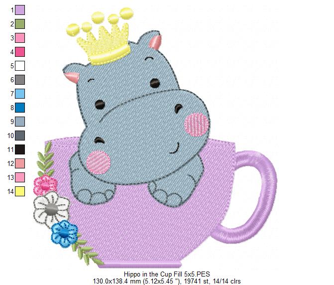 Prince Hippo in the Cup - Fill Stitch