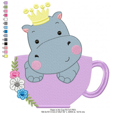 Prince Hippo in the Cup - Fill Stitch