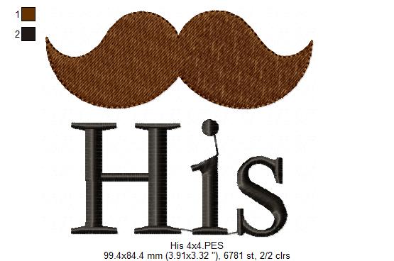 His & Hers - Set of 2 designs - Fill Stitch