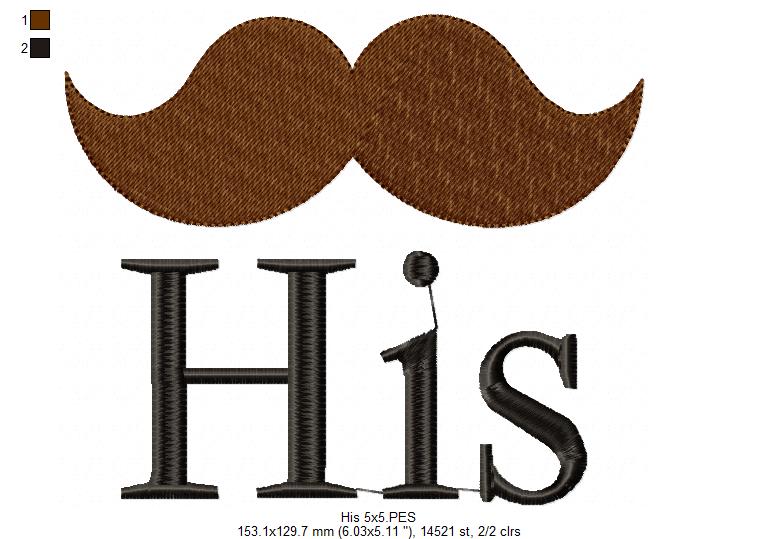 His & Hers - Set of 2 designs - Fill Stitch