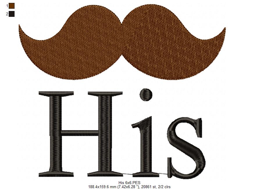 His & Hers - Set of 2 designs - Fill Stitch