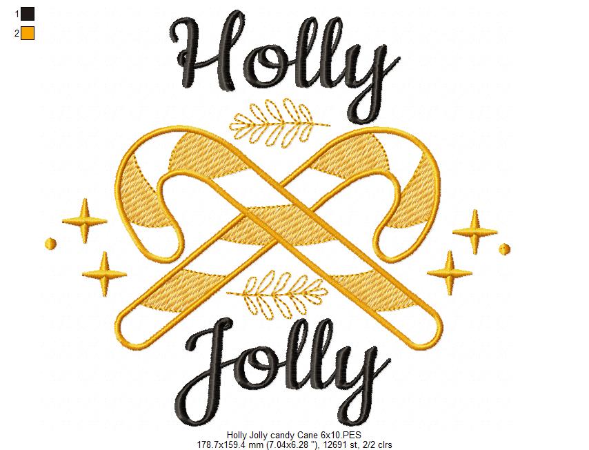 Holly Jolly Candy Cane - Fill Stitch