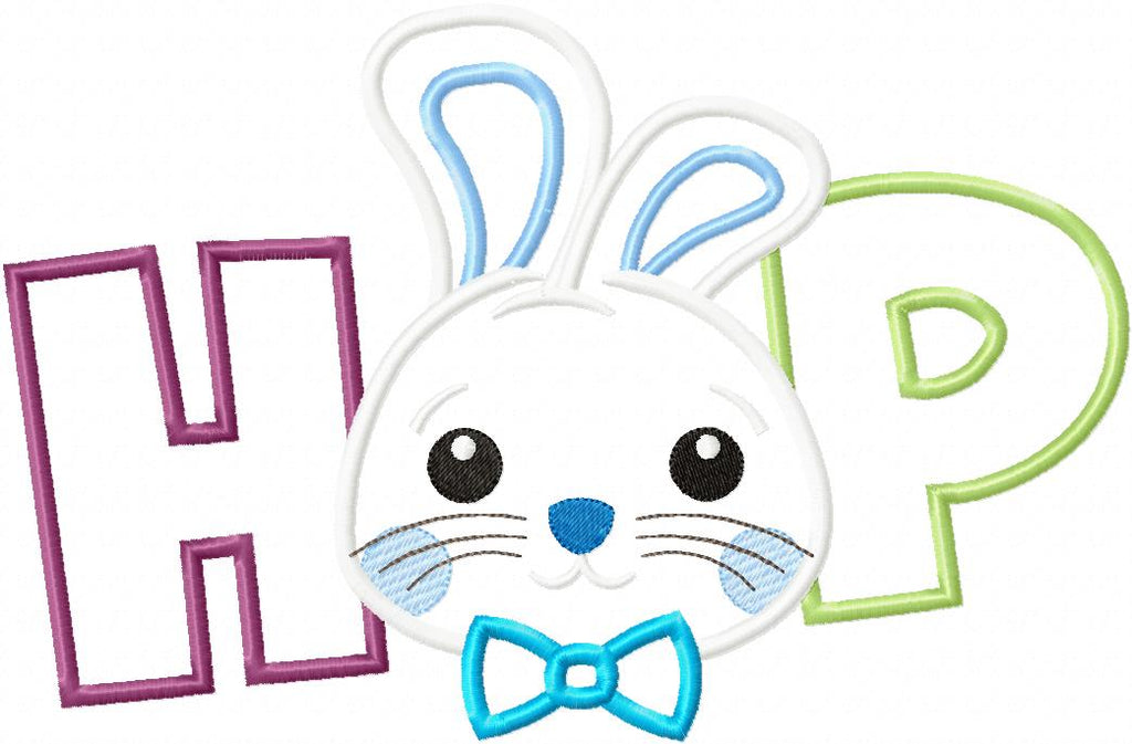 Hop Easter Bunny Boy - Applique - Machine Embroidery Design