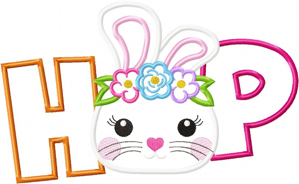 Hop Easter Bunny Girl - Applique Embroidery