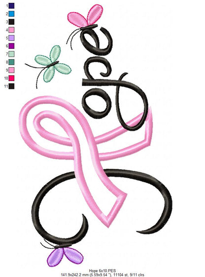 Hope Pink October - Applique