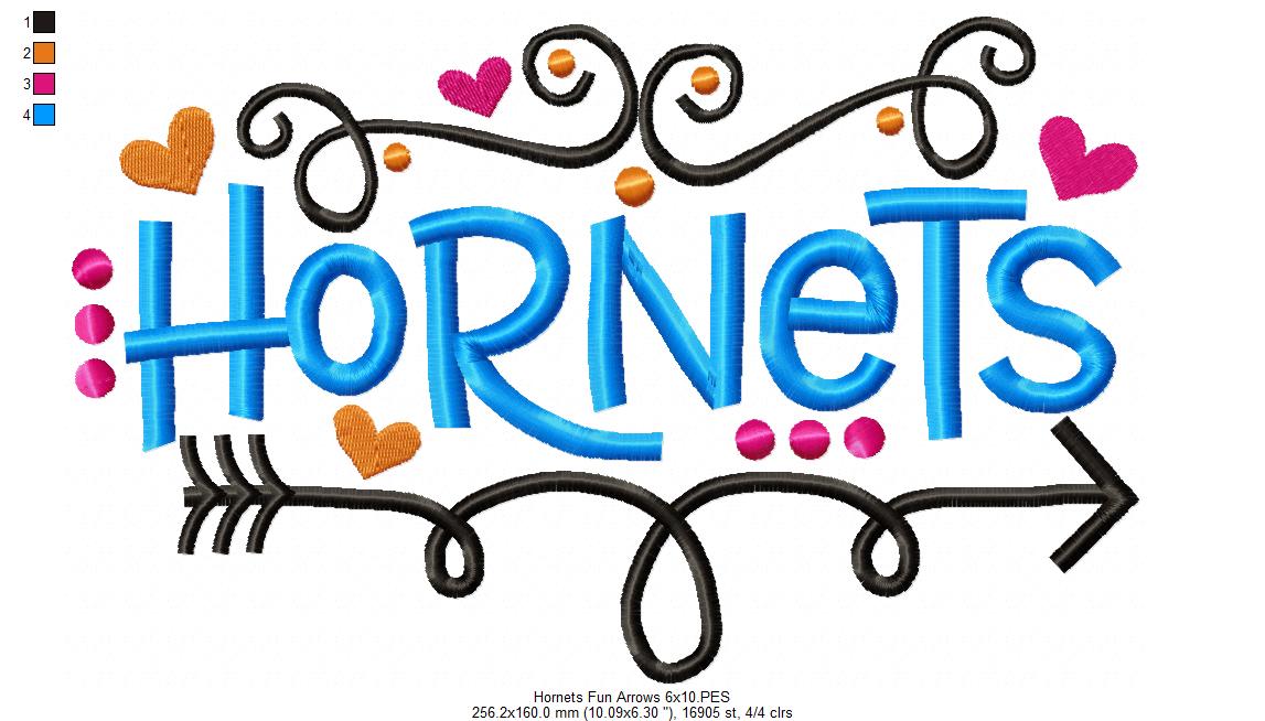Hornets Fun Arrows - Satin Stitch - Machine Embroidery Design