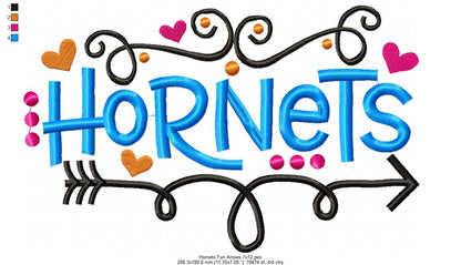 Hornets Fun Arrows - Satin Stitch - Machine Embroidery Design