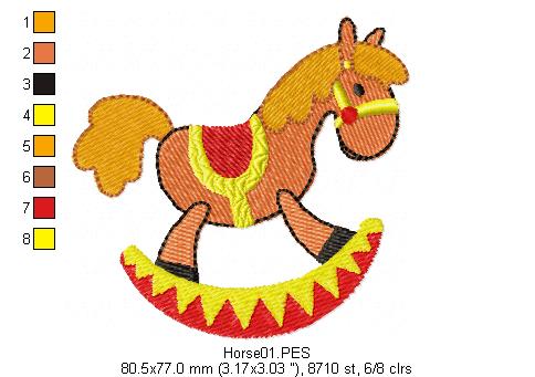 Wooden Rocking Horse - Fill Stitch - Machine Embroidery Design