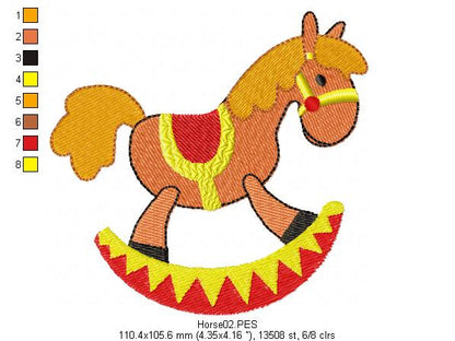 Wooden Rocking Horse - Fill Stitch - Machine Embroidery Design