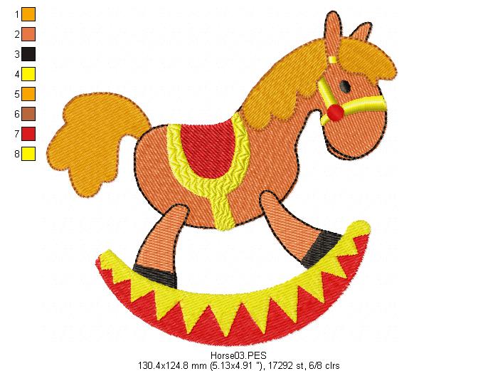 Wooden Rocking Horse - Fill Stitch - Machine Embroidery Design