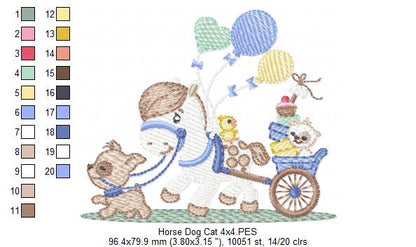 Horse, Dog and Cat - Fill Stitch