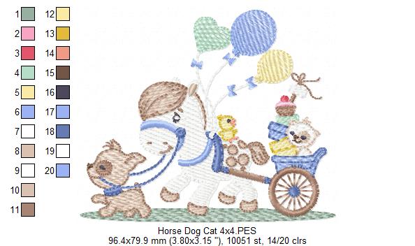 Horse, Dog and Cat - Fill Stitch