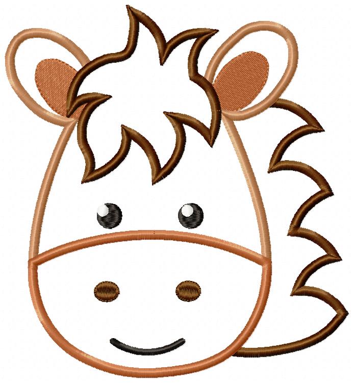 Horse Face Boy - Aplique Machine Embroidery Design