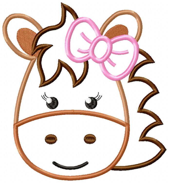Horse Face Girl - Applique Embroidery