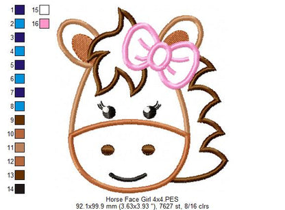 Horse Face Girl - Applique Embroidery