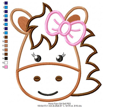 Horse Face Girl - Applique Embroidery