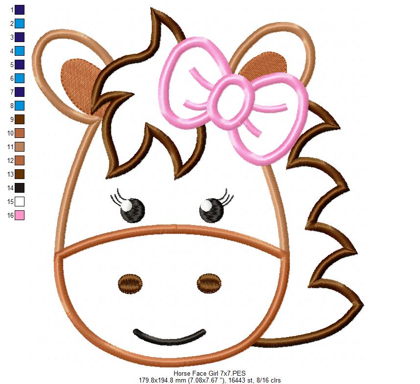 Horse Face Girl - Applique Embroidery