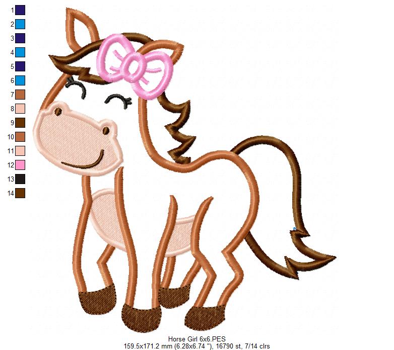 Horse Girl - Applique Embroidery