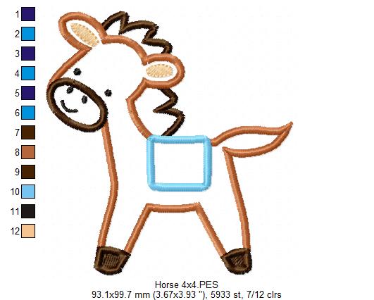 Sweet Little Horse Applique - Appliqué – Machine Embroidery Design