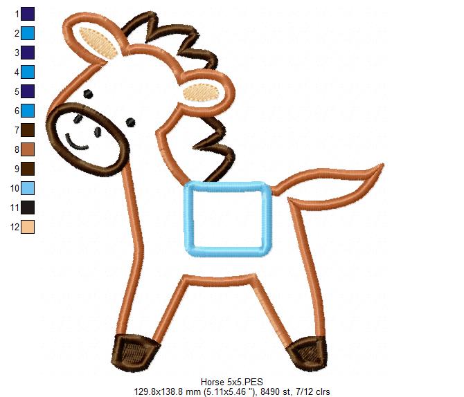 Sweet Little Horse Applique - Appliqué – Machine Embroidery Design