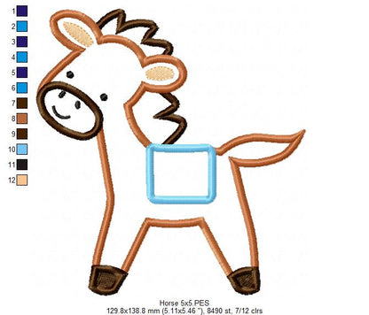 Sweet Little Horse Applique - Appliqué – Machine Embroidery Design
