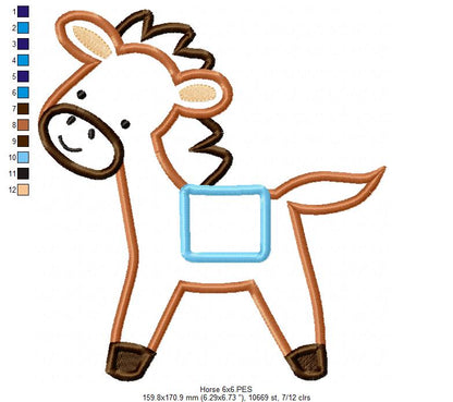 Sweet Little Horse Applique - Appliqué – Machine Embroidery Design